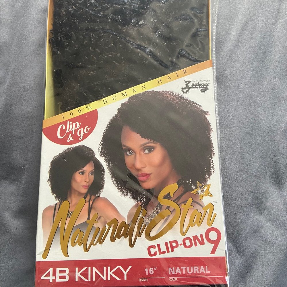 Royal Zuray Human Hair Weave Clip On 9Pcs Kinky 16" Natural